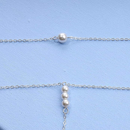 Boho Pearl Back Chain Necklace Gold