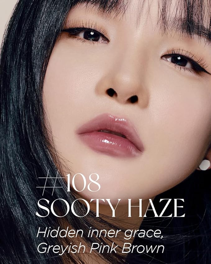 Non-Section Glowy Tint – 108 SOOTY HAZE – Glass Lasting Transparent & Flexible Lip Makeup - Moisturizing Lip Stain for Glossy Finish – Buildable Lipstick for Fuller Looking Lip, 0.18 fl.oz.