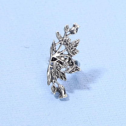 Boho Leaf Earcuff Earrings Silver Leaves