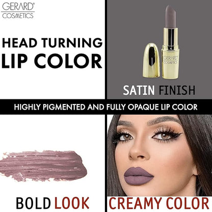 Gerard Cosmetics Lipstick London Fog | Dark Grey Lipstick with Luxe Satin Finish | Highly Pigmented, Smooth Formula with Hydrating Ingredients | Long Lasting | Cruelty Free & Made in USA