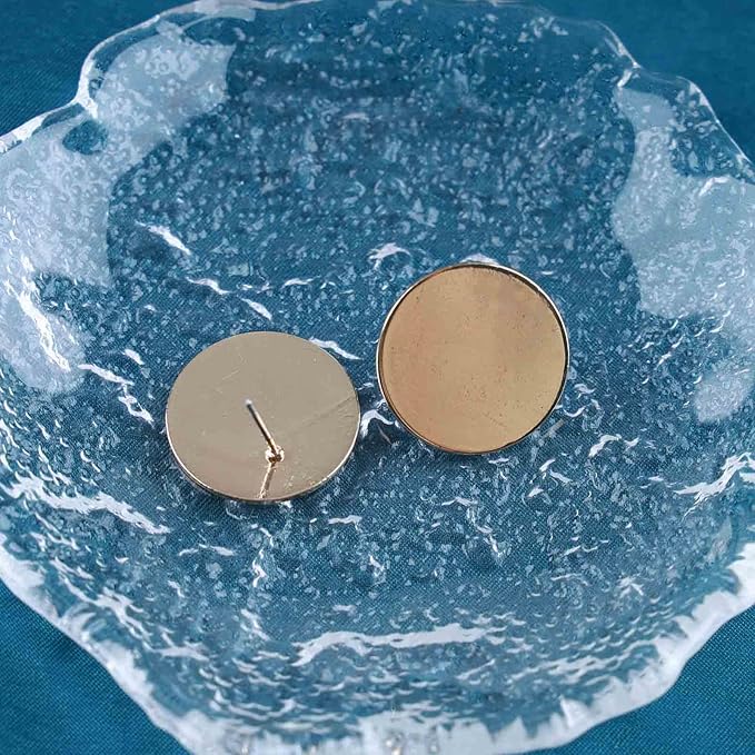 Boho Large Disc Coin Earrings Gold Coin Stud