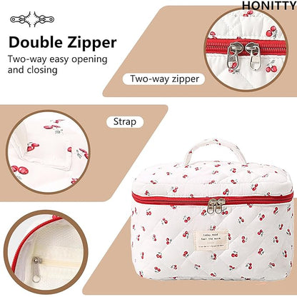 Makeup bag, quilted makeup bag,large