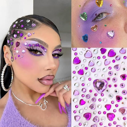 808 Pieces Heart Rhinestones Stickers Self Adhesive Flat-Back DIY Craft