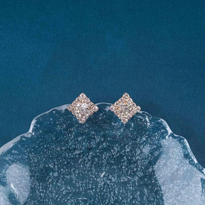 Vintage Crystal Square Earrings Rhinestone Square