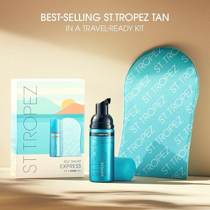 St.Tropez Self Tan Express Mini Kit, Travel-Sized Bronzing Mousse & Tanning Applicator Mitt, Vegan-Friendly Tanner, Even & Natural Self Tan