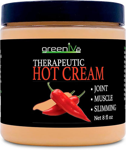 GreenIVe Hot Cream Massage Lotion Hot & Cold Sensation for Joints and Muscles and Skin Tightning Wraps (8oz Jar)
