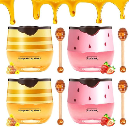 Bee Lip Balm Honey Pot, Strawberry