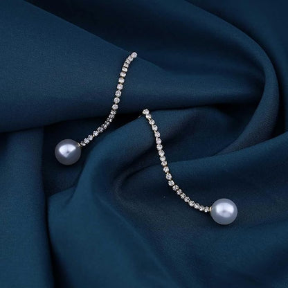 Vintage Rhinestone Pearl Drop Earrings Gold