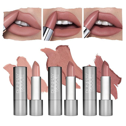 Runway Rogue 90s Vibe Lipstick Trio, Moisturizing Matte Rogue