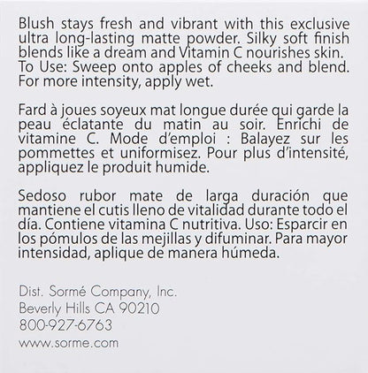 Sorme Cosmetics Long Lasting Blush, Wild Rose, 0.14