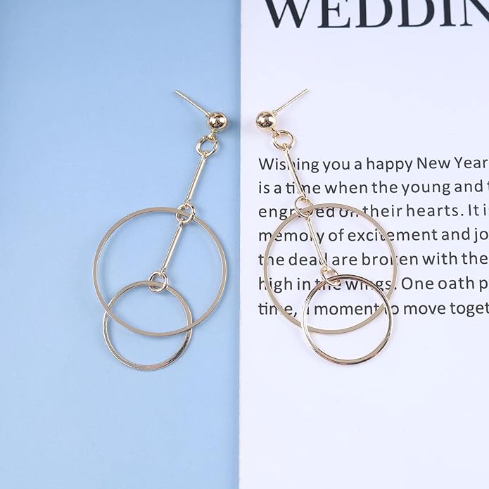 Vintage Hollow Circle Dangle Earrings Exaggerated Circle Drop