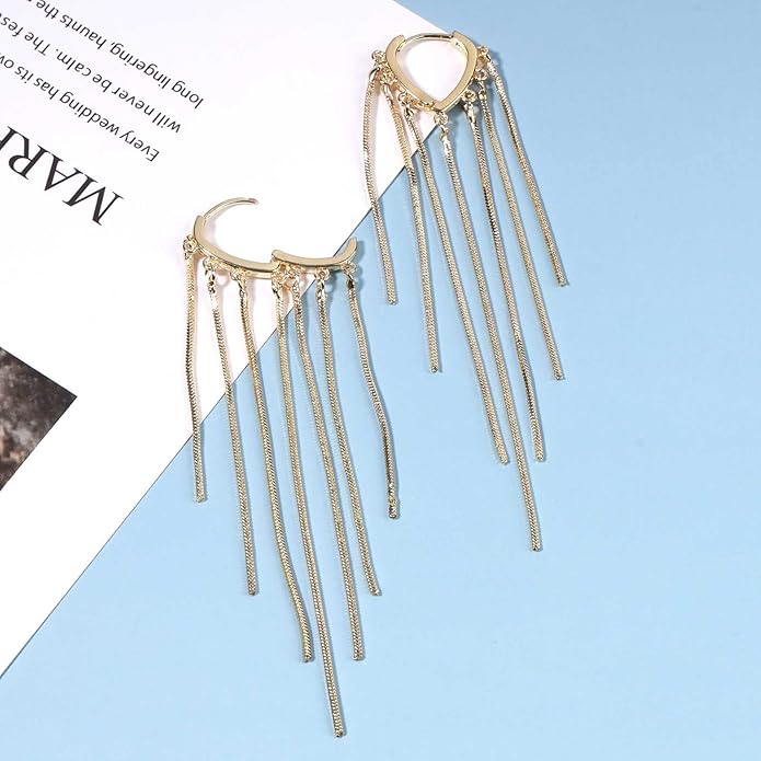Boho Long Tassel Chain Earrings Fringe Drop Dangle