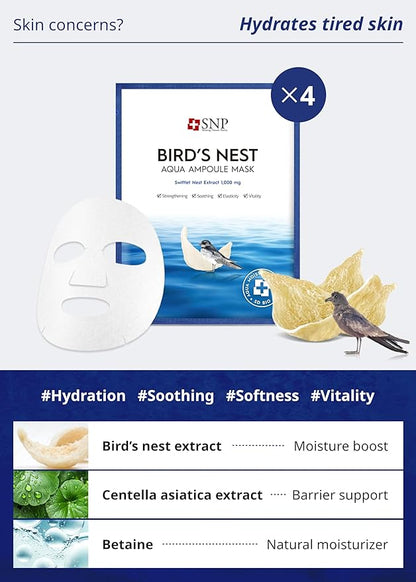 SNP [K Beauty Bird's Nest Aqua Eye Patch & Variety Ampoule Sheet Mask Set
