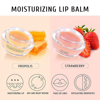 4Pcs Honey Strawberry Lip Balm Honey Exfoliator