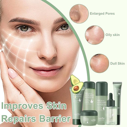6pcs Avocado Skincare Set, Skin Care Gift Set with Facial Cleanser, Toner, Face Serum, Face Cream, Eye Cream For Hydrating Skin, Anti-Aging Skin For Women Teen Girls (Avocado)