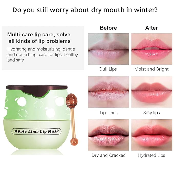 6PCS Bee Lip Balm Honey Pot，Honey&Strawberry&Watermelon&Cherry&Apple&Coconut