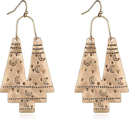 Zealmer Gold Geometric Earrings Statement Vintage