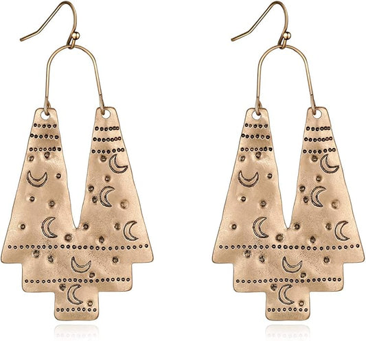 Zealmer Gold Geometric Earrings Statement Vintage