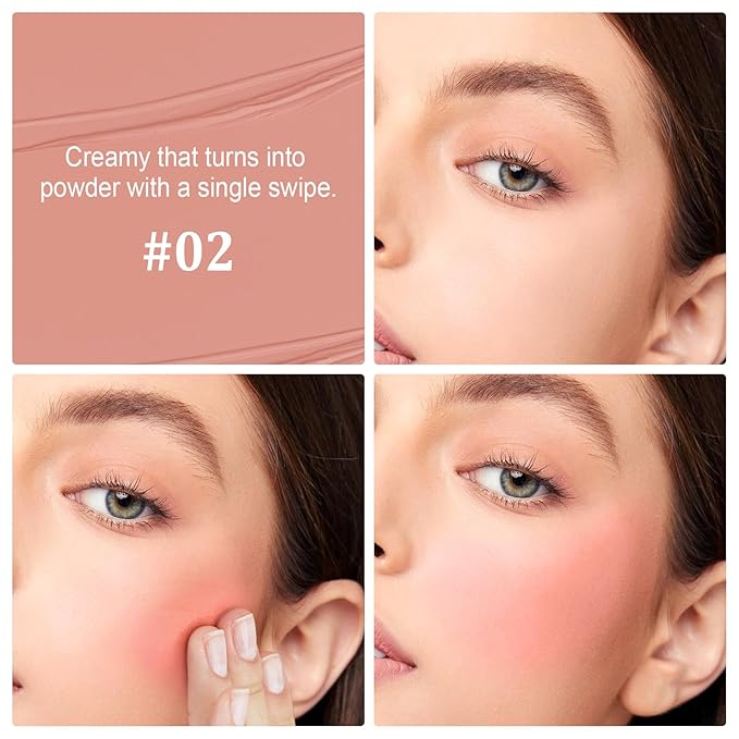 Boobeen Cream Blush for Cheeks, Matte Liquid Cream Natural Glowing