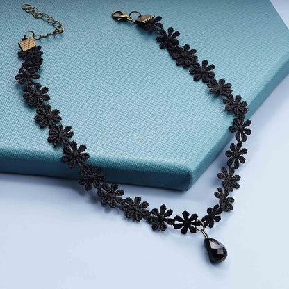 Black Choker Necklace Crystal Necklace Chain Short Collar