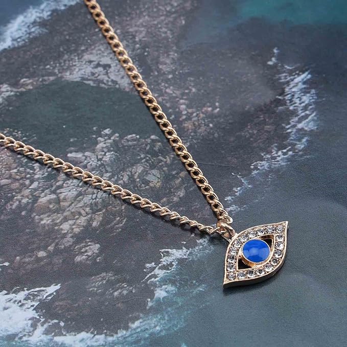 Vintage Rhinestone Evil Eye Pendant Necklace