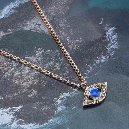 Vintage Rhinestone Evil Eye Pendant Necklace
