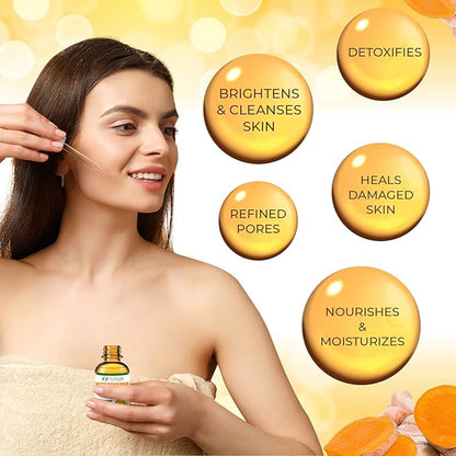 Turmeric Serum for Face & Body - All Natural Turmeric Skin Brightening Serum for Spots - Turmeric Facial Repair Serum Cleanses Skin, Fights Acne, Evens Tone, Minimizes Pores - Pure Turmeric Oil