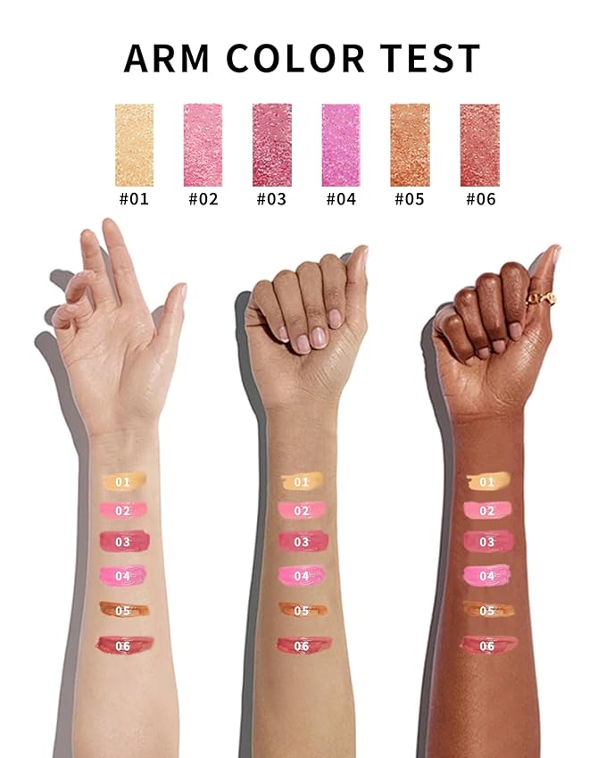 Shimmer Lipstick Long Lasting for Women with Metallic 3D Shine Hydrating Formula, Diamond Nude Glitter Lip Balm Tinted Glossy Lip Gloss High Impact Lip Color Nonstick Full-Coverage Lip Makeup-06