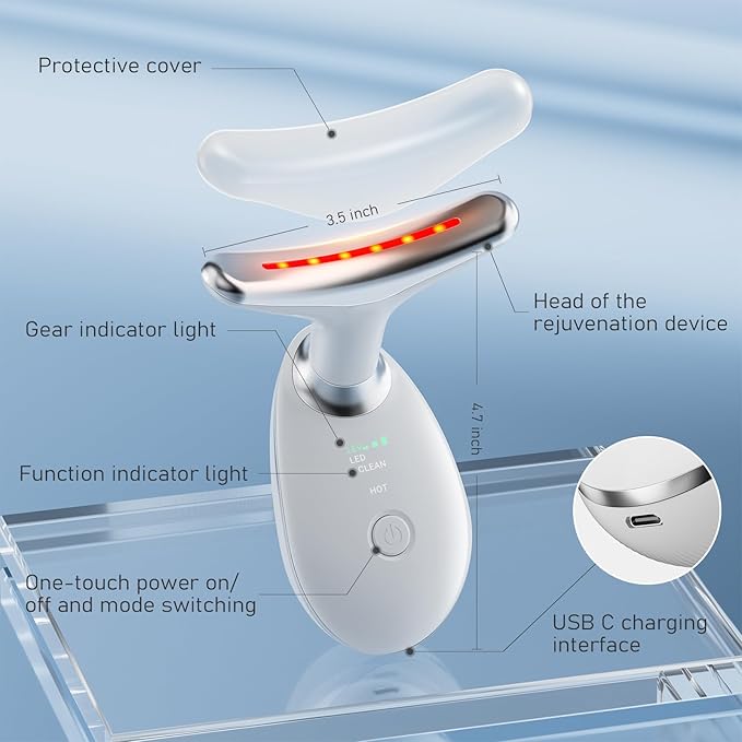 Face Neck Tool for Skin Care, Electric Neck Face Lifting Device for Wrinkle Removal (White)