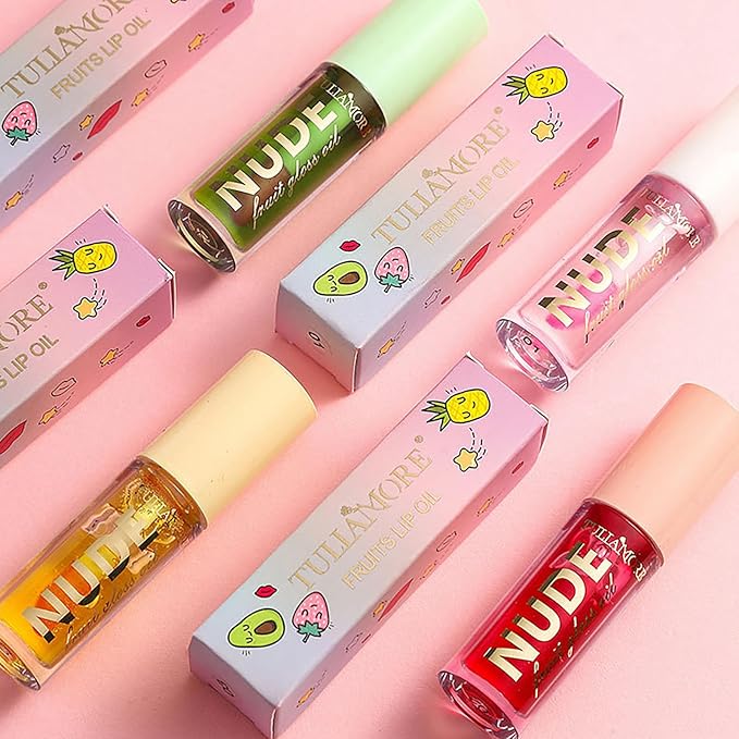 Color Change Plumping Lip Oil Set, Mirror Lip Gloss for Lip Care, Fruit Flavour Natural Hydrating Lip PlumperLip Glow Oil Toot Lip Oil, Nourishing, Non-sticky