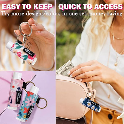 WK IEASON 8PCS Lip Balm Holder Keychain Bulk Gloss