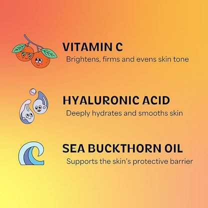 InstaNatural BESTIES Gentle Teen Face Serum | with Vitamin C, Hyaluronic Acid, Sea Buckthorn Oil | for Uneven Tone, Hydration, Smoothness | Simple Skincare for Healthy Skin (for All Skin Types)