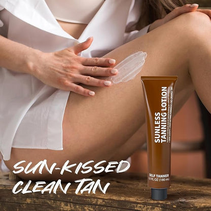 Self Tanning Lotion, Tube Squeezer Reusable for Easy Use, Body Hydrating Self Tanning Cream, Streak-Free, Fake Tan & Quick Tan for Natural-Looking Bronzer Glow for Women & Men