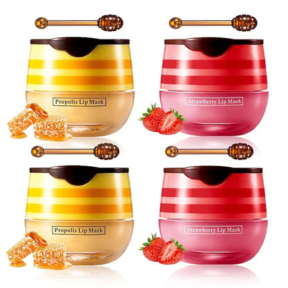 CAHIUYOA 4PCS Bee Lip Balm Honey Exfoliator