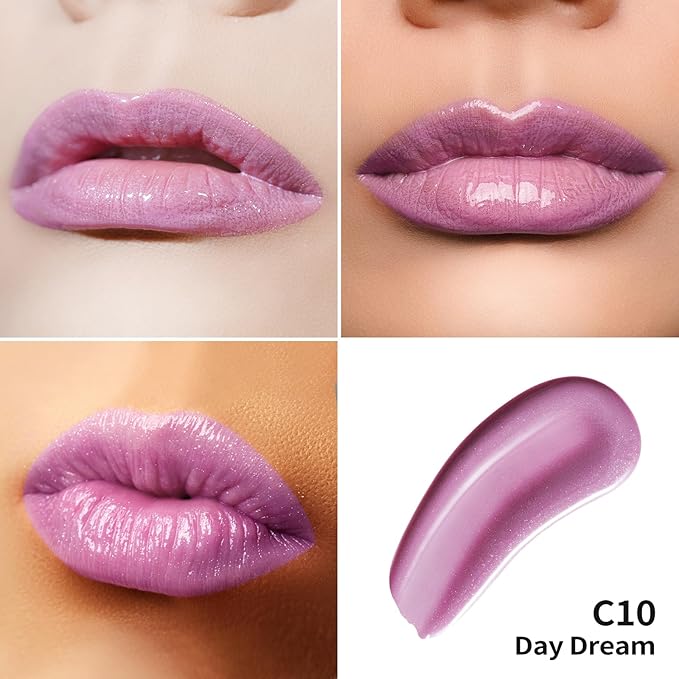 Oulac Light Purple Lip Gloss High-shine Moisturizing Lip Gloss Oil Liquid Lipstick Non-stick Cup Glitter Lipstick Lip Tint Reduce Fine Lines Lip Glaze For Dry Lip C10
