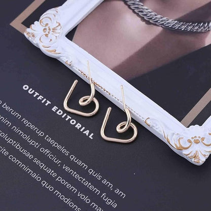 Vintage Heart Hoop Earrings Gold Heart