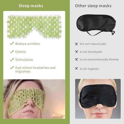 Jade Eye Mask, Facial Cooling Mask with 100% Real Jade for Hot & Cold Therapy to Reduce Wrinkles, Puffiness, Migraines, and Anti-Aging