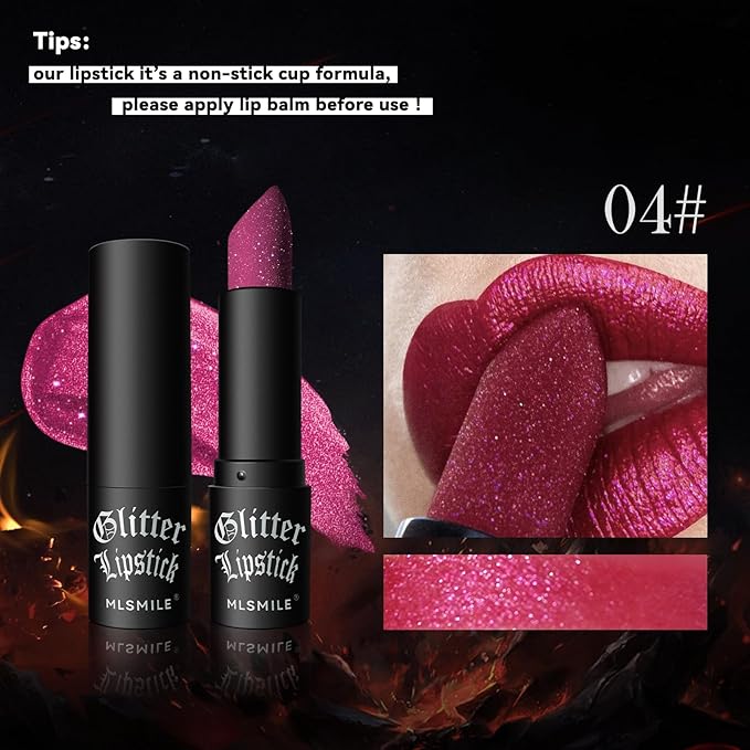 Matte to Glitter Shine Lipstick,Diamond High Pigmented Metallic Lips Makeup Long Lasting Waterproof Glitter Sparkly Glossy Lip Gloss for Women (7 Colors)