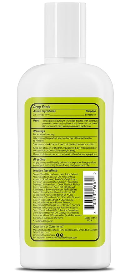 SPF30 Broad Spectrum Natural Sunscreen, Soothing and Hydrating Mineral Sunscreen, Vegan, Paraben-Free Sunblock, Water-Resistant Sunscreen for Face and Body, 4oz - Natural Tone Organic Skincare