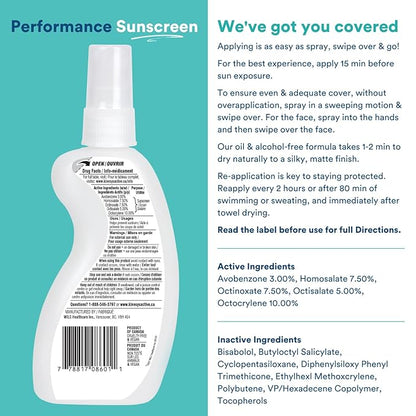 KINeSYS Fragrance Free Clear Spray Sunscreen for sensitive skin, SPF 50, Hypoallergenic, Broad Spectrum UVA/UVB protection for Face & Body; PABA and Oxybenzone FREE, 700+ Sprays, 4 Fl Oz/120 mL