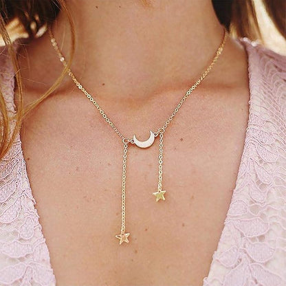 Boho Gold Y Necklace Double Star