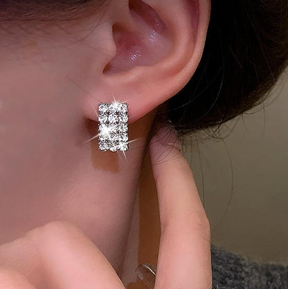 Vintage Rhinestone Square Earrings Square Crystal