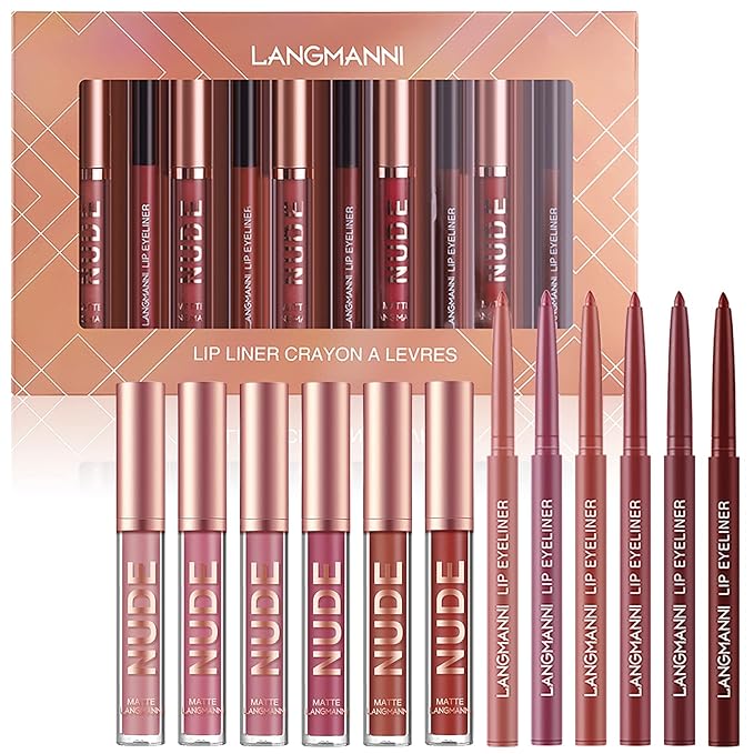12Pcs Lip Liner and Lipstick Set, Super Long Long