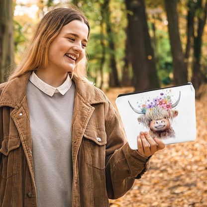 Western cosmetic bag highland cow