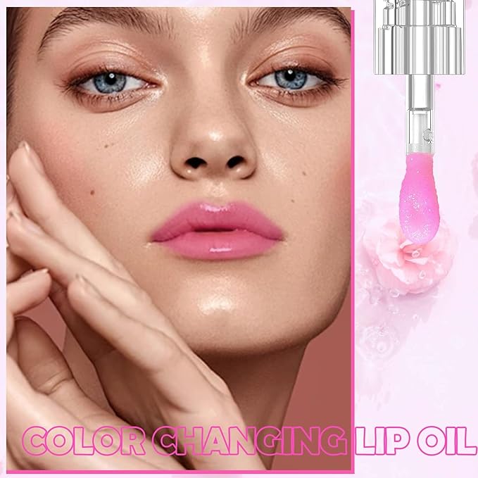 Magic Color Changing Lip Oil, Cosmetics Color Changing Lip Oil, Warm Change Hydrating Lip Gloss, Long Lasting Shimmery Lip Glow Oil, Moisturizing Non-sticky Fresh Texture Lip Oil (Set I, 2)