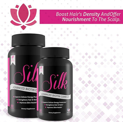 Silk Advanced Biotin Complex- Promotes Stronger, Longer, Hair-Healthier Skin- Ultimate Nail Strength