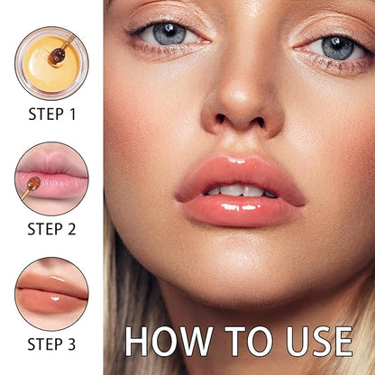 4 PCS Lip Mask Overnight, Honey&Strawberry Exfoliator