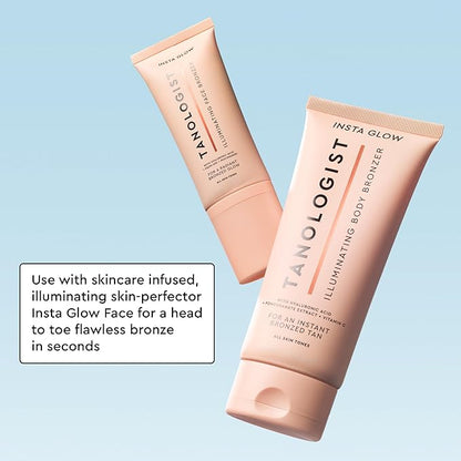 Tanologist Instaglow Illuminating Bronzer for Body - Instant Self Tanner - Last 24 hours - Hyalyronic Acid & Vitamin C - Natural & Vegan - 5.75 fl. oz