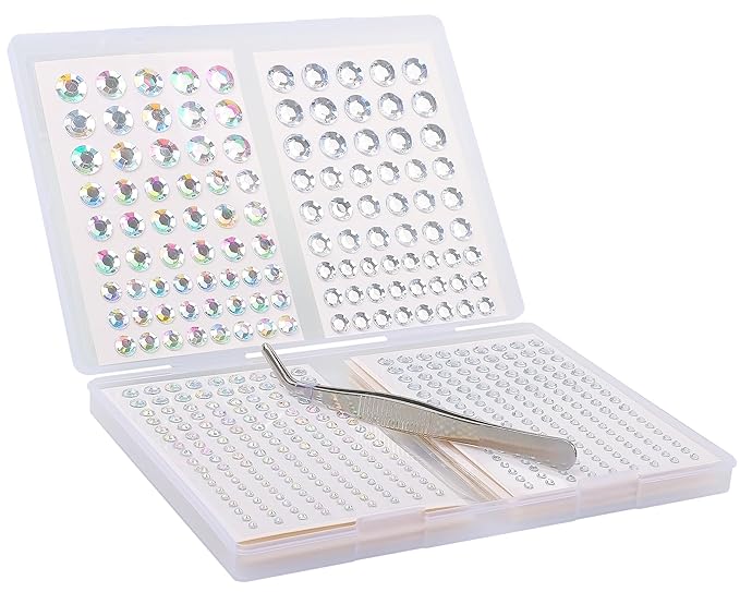 NIACONN Silver Face Jewels Gems Stick on, 10 DIY- Silver