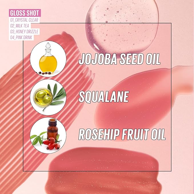 Kaja Lip Gloss - Gloss Shot | with Jojoba Oil, Tinted Shimmer, Hydrating, Non-sticky, Juicy, Nude, Plumper Looking Lips, 03 Honey Drizzle, 0.14 Fl Oz